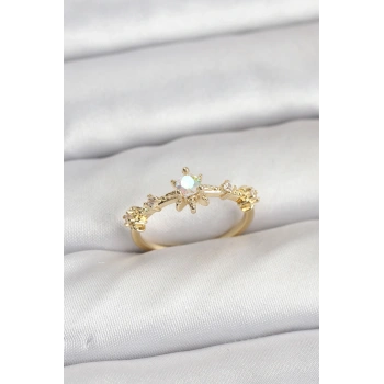 Gold Renk Pirinç Yıldız Model Kadın Yüzük