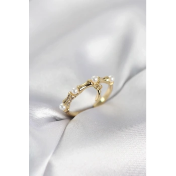 Gold Renk Sallantılı Kemik Model Kadın Yüzük