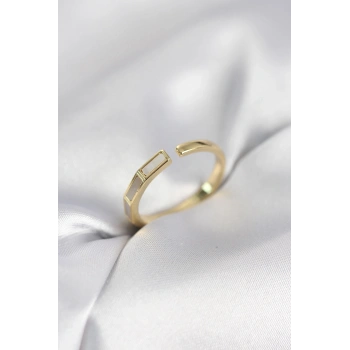 Gold Renk Sedefli Çubuk Model Kadın Yüzük