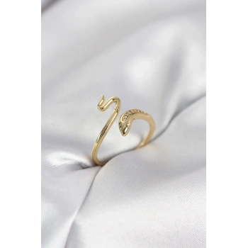 Gold Renk Yılan Model Zirkon Taşlı Kadın Yüzük
