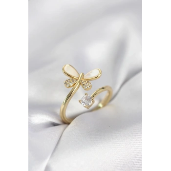 Gold Renk Yusufçuk Model Zirkon Taşlı Kadın Yüzük