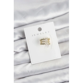 Gold Renk Zirkon Taşlı Pirinç Kıkırdak Earcuff Küpe