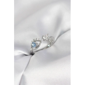 Gözyaşı Model Gümüş Renk Zirkon Taşlı Kadın Yüzük