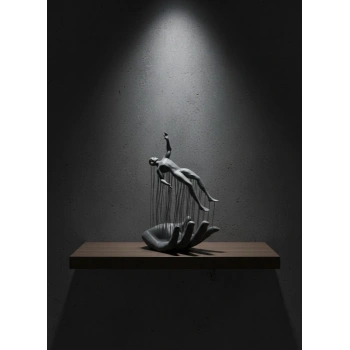 Gri El İnsan Figürü Minimal ve Anlamlı Dekoratif Biblo Modern Ev Dekorasyonu