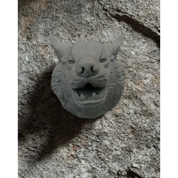 Gri Kurt Duvar Dekoru Asılabilir Dekoratif Heykel Tasarım