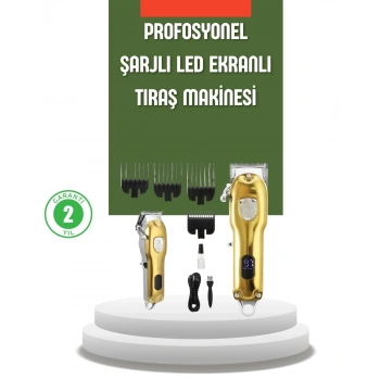 Güçlü Motorlu LCD Ekranlı Şarjlı Tıraş ve Şekillendirme Makinesi