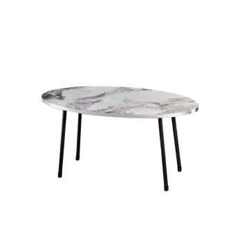 Gümüş  Elips Gümüş Metal Ayak Orta Sehpa