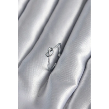 Gümüş Renk Düğüm Kalp Model Kadın Yüzük