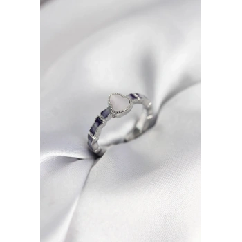 Gümüş Renk Mineli Su Kabağı Model Kadın Yüzük