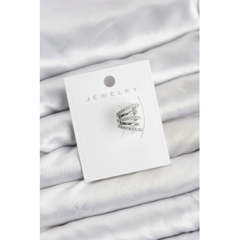 Gümüş Renk Pirinç Zirkon Taşlı Kıkırdak Earcuff Küpe