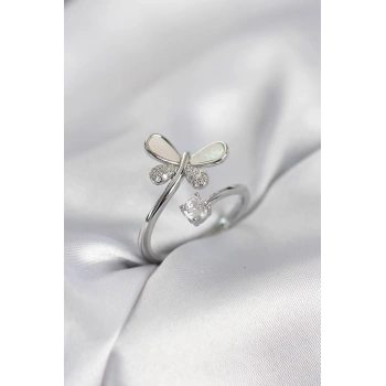 Gümüş Renk Yusufçuk Model Zirkon Taşlı Kadın Yüzük