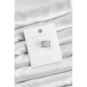 Gümüş Renk Zirkon Taşlı Pirinç Kıkırdak Earcuff Küpe