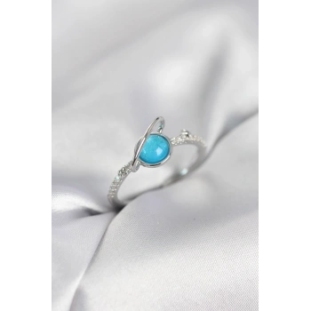 Gümüş Renk Zirkon Taşlı Satürn Model Kadın Yüzük