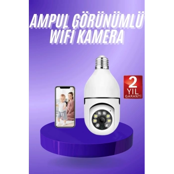 Güvenlik Kamerası Wi-Fi Özellikli 360 Derece Full Hd 1080p Ampül Kamera