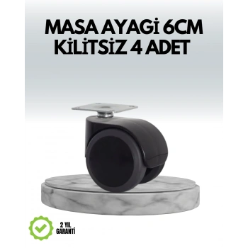 Halı ve Beton Uyumlu Kilitsiz Mobilya Tekerleği 4’lü