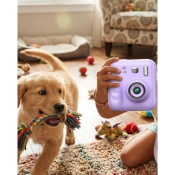 HD Ekranlı Çocuk Fotoğraf Makinesi Video Kayıt ve Baskı Kağıdı Kalem Hediyeli