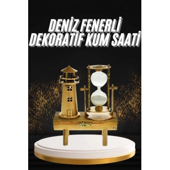 Hediyelik Eşya Retro Deniz Fenerli Kum Saati Ahşap Görünümlü Dekoratif Eşya