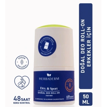 Herbaderm Dry Sport Doğal Deo Roll On For Men 50 ml