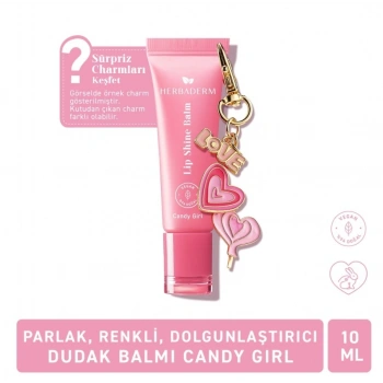 Herbaderm Parlak Dudak Balmı Pamuk Şekeri Aromalı 10 ml (Charm Hediyeli)