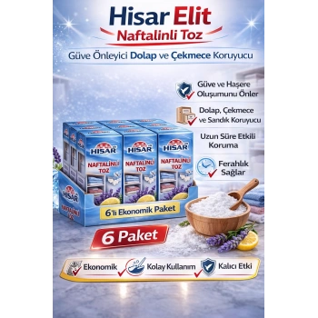 Hisar Elit Naftalinli Toz Güve Önleyici Dolap ve Çekmece Koruyucu 6 Adet