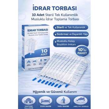 İdrar Torbası Steril Medikal İdrar Toplama Torbası 10 ADET