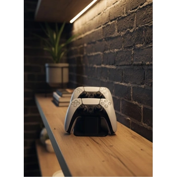 İkili Gamepad Tutucu Siyah 7x18 cm Masa ve Raf Düzeni