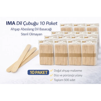 İMA Dil Çubuğu 50 Adet Ahşap Abeslang Steril Olmayan Tahta Dil Basacağı 10 Paket