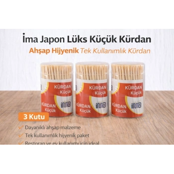 İma Japon Lüks Küçük Kürdan Ahşap Hijyenik Tek Kullanımlık Kürdan 3 Adet