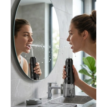 IPX7 Su Geçirmez Şarjlı Ağız Duşu 320 ml Su Tanklı 4 Modlu Temizlik Cihazı