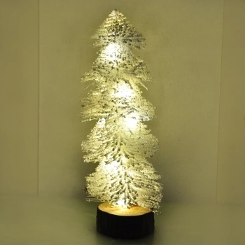 Işıklı Simli Dekoratif Beyaz Çam Ağacı - 30cm -