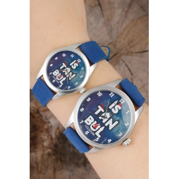 İstanbul Tasarım Lacivert Deri Kordonlu Sevgili Saatleri