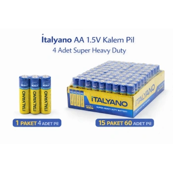 İtalyano AA 1.5V Kalem Pil 4 Adet Super Heavy Duty
