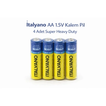 İtalyano AA 1.5V Kalem Pil 4 Adet Super Heavy Duty 1 Paket