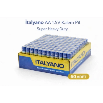 İtalyano AA 1.5V Kalem Pil 60 Adet Super Heavy Duty 15 Paket