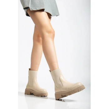 K-815 Bej Lastikli Yüksek Tabanlı Günlük Kadın Bot