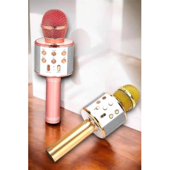 Kablosuz Bluetooth Karaoke Mikrofon USB ve AUX Girişli, Yüksek Ses Kalitesi