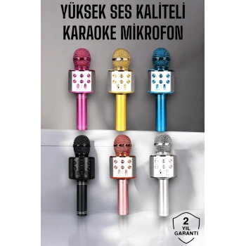 Kablosuz Bluetooth Karaoke Mikrofon USB ve AUX Girişli, Yüksek Ses Kalitesi