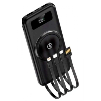 Kablosuz Çoklu Şarj Girişli 10.000 Mah Kablolu Powerbank Taşınabilir