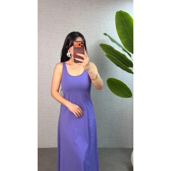 Kadın Askılı Yuvarlak Yaka Süprem Kumaş Elbise