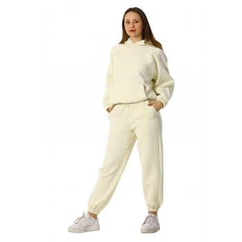 Kadın Kapüşonlu İçi Polarlı Beli Ve Paçası Lastikli Eşofman Takımı Yavru Ağzı