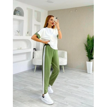 Kadın Modal Dokulu Kumaş Yanı şeritli Takım