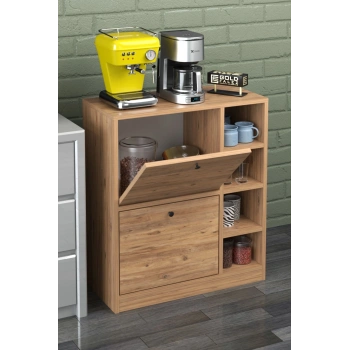 Kahve Köşesi Mutfak Rafı Çok Amaçlı Dolap Mutfak Stand Mutfak Bango Ceviz