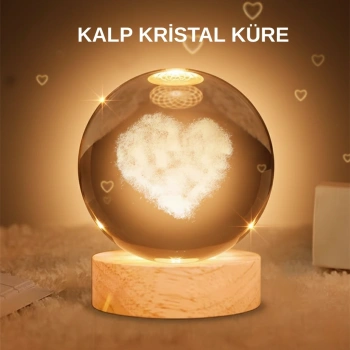Kalpli Işıklı Cam Küre Ahşap Standlı Dekoratif Gece Lambası