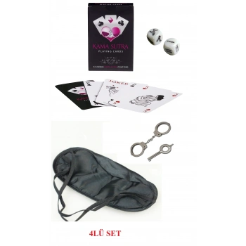 Kamasutra Aşk Seti - Kelepçe - Zar- Kart - Göz Bandı