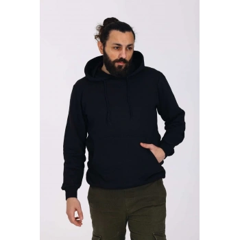 Kapüşonlu İçi Polarlı Regular Kalıp Erkek Sweatshirt Kırmızı