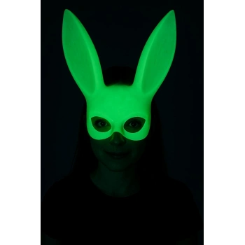 Karanlıkta Parlayan Fosforlu Tavşan Maskesi – Glow Bunny Masquerade Maske (32x22 cm)