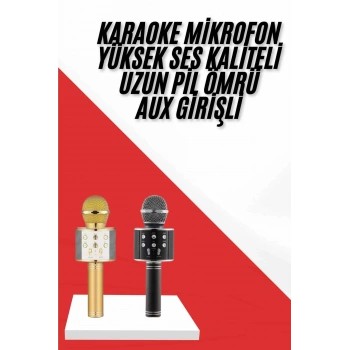 Karaoke Mikrofon Dahili Hoparlörlü Sd-usb-aux Girişli Bluetooth Hoparlör