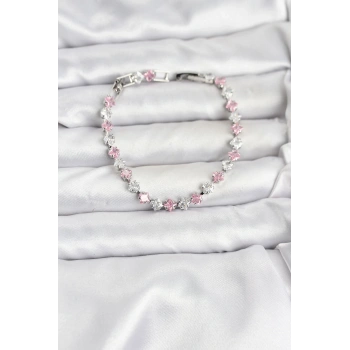 Kare Zirkon Taşlı Gümüş Renk Kadın Bileklik