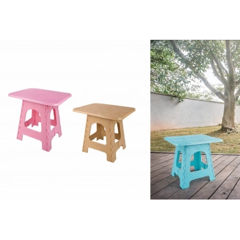 Katlanır Rattan Sehpa Dayanıklı Plastik Balkon Bahçe Kamp Sehpası