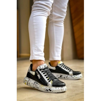 KB-02  Kuback Bağcıklı Crocodile Siyah Sarı Günlük Erkek Ayakkabı